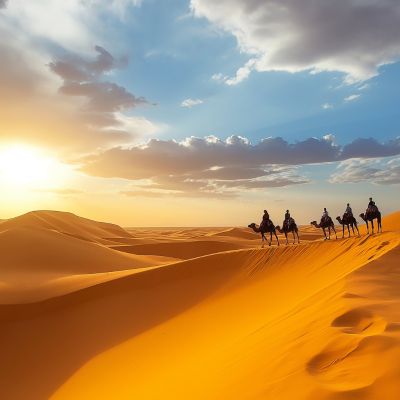 Camel caravan in the Sahara