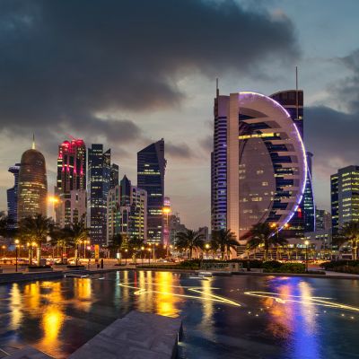 The modern skyline of Doha