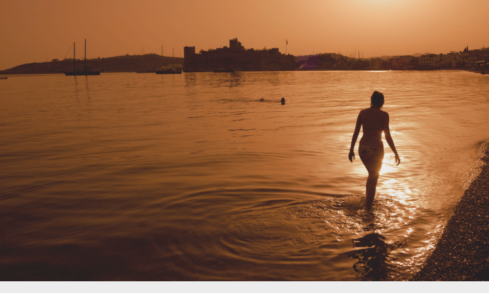 A beautiful beach in Bodrum with crystal clear water